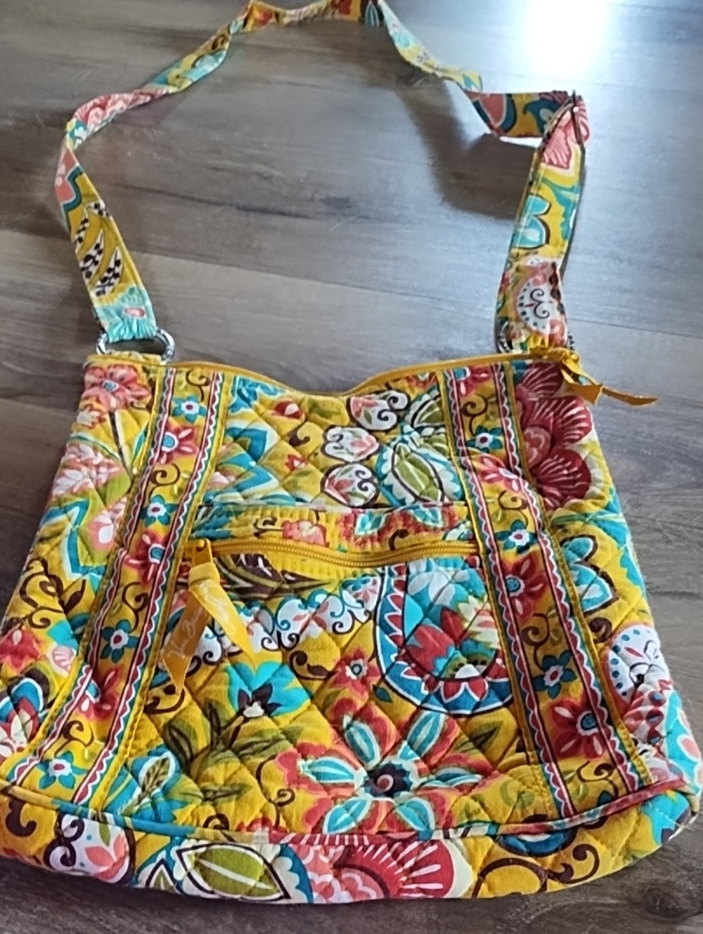 Vera Bradley Yellow Multi Floral Quilted Crossbody Bag